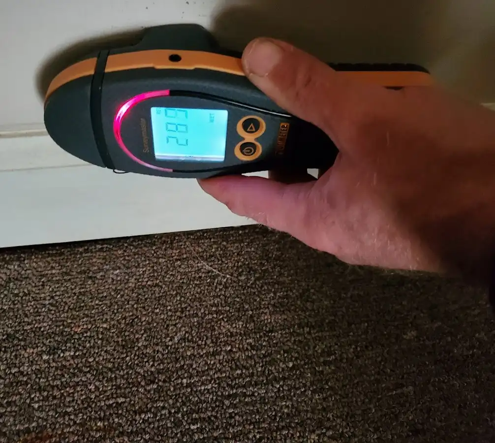 Moisture detection at baseboard during Burst Pipe Cleanup in Tifton